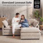 76.7" Modern Cloud Sofa Loveseat with Ottoman