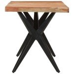 Acacia Wood Dining Table with Iron Frame - Black