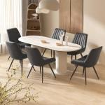 Set of 6 Modern Upholstered Dining Chairs, Black