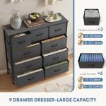 DUMOS 9-Drawer Bedroom Dresser with Wood Top