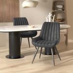Set of 6 Modern Upholstered Dining Chairs, Black