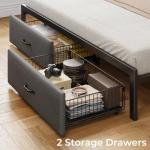 Full Size Upholstered Bed Frame with Storage & Lights