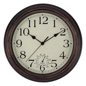 Foxtop 12-Inch Retro Silent Waterproof Wall Clock