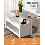 Lift-Top Wooden Coffee Table with Hidden Storage