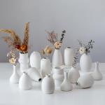 Set of 15 Small White Ceramic Bud Vases