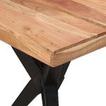 Acacia Wood Dining Table with Iron Frame - Black