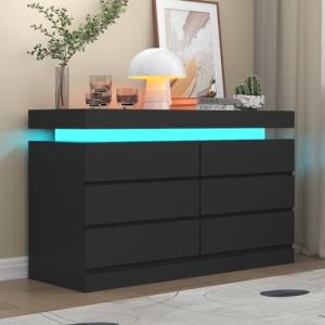 Modern 6 Drawer Dresser with LED Light