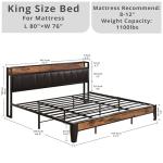 King Bed Frame with Storage Headboard and Charger