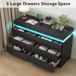 Modern 6 Drawer Dresser with LED Light