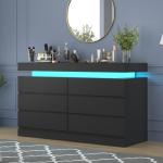 Modern 6 Drawer Dresser with LED Light
