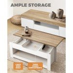 Lift-Top Wooden Coffee Table with Hidden Storage
