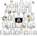 32-Piece Clear Mini Bud Vase Set