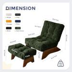 MAXYOYO Green Accent Chair with Ottoman Set
