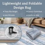 Blue Modern Abstract 6x9 Washable Area Rug