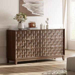 Walnut Fluted Dresser with 6 Spacious Drawers