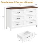 White Farmhouse 6-Drawer Dresser for Bedroom