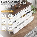 White Farmhouse 6-Drawer Dresser for Bedroom