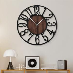 Silent Non-Ticking 16" Wall Clock in Black Metal