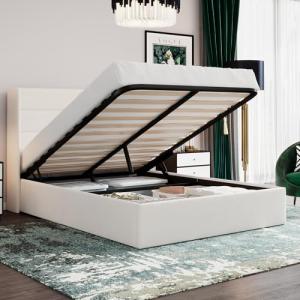 Velvet Upholstered Storage Bed with Hydraulic Lift