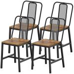 Set of 4 Rustic Brown Wooden Dining Chairs