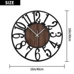 Silent Non-Ticking 16" Wall Clock in Black Metal