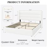 Velvet Upholstered Storage Bed with Hydraulic Lift