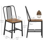 Set of 4 Rustic Brown Wooden Dining Chairs