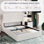 Velvet Upholstered Storage Bed with Hydraulic Lift