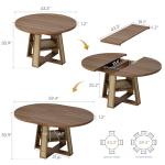 Extendable Round Dining Table with Storage Shelf
