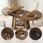 Extendable Round Dining Table with Storage Shelf