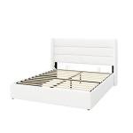 Velvet Upholstered Storage Bed with Hydraulic Lift