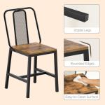 Set of 4 Rustic Brown Wooden Dining Chairs