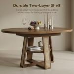 Extendable Round Dining Table with Storage Shelf