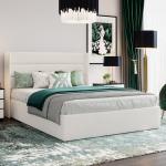 Velvet Upholstered Storage Bed with Hydraulic Lift