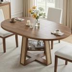 Extendable Round Dining Table with Storage Shelf