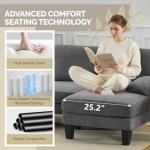 VINGLI Dark Grey U-Shaped Sectional Couch with Chaise