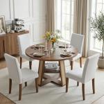 Extendable Round Dining Table with Storage Shelf
