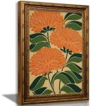 Vintage Gold Floral Canvas Wall Art Print