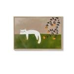 Large Cozy Cat Wall Art in Neutral & Green