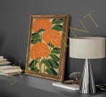 Vintage Gold Floral Canvas Wall Art Print