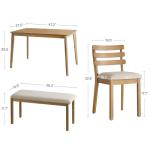 Farmhouse Dining Set for 4 with Wooden Table and Chairs