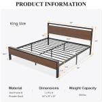 14-Inch King Size Metal Bed Frame with Wood Headboard