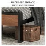 14-Inch King Size Metal Bed Frame with Wood Headboard