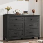 6-Drawer Wooden Dresser in Dark Black
