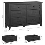 6-Drawer Wooden Dresser in Dark Black