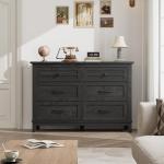 6-Drawer Wooden Dresser in Dark Black