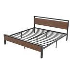 14-Inch King Size Metal Bed Frame with Wood Headboard
