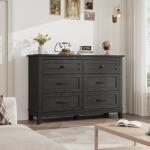 6-Drawer Wooden Dresser in Dark Black