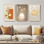 Set of 3 Gold Framed Modern Wall Art