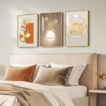 Set of 3 Gold Framed Modern Wall Art